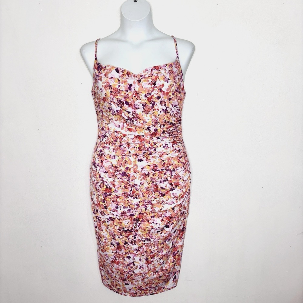 Laundry By Shelli Segal Dress 10 Floral Stretch Wedding Vacation Cocktail Party